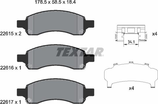 Textar 2261501 - Тормозные колодки, дисковые, комплект autosila-amz.com