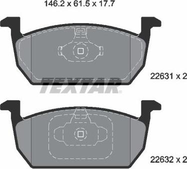 Textar 2263101 - Тормозные колодки, дисковые, комплект autosila-amz.com