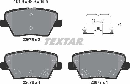 Textar 2267501 - Тормозные колодки, дисковые, комплект autosila-amz.com