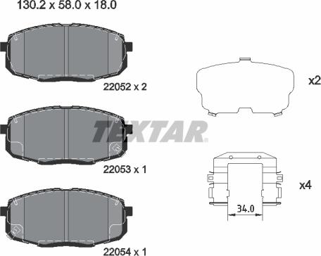 Textar 2205203 - Тормозные колодки, дисковые, комплект autosila-amz.com