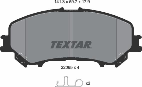 Textar 2206501 - Тормозные колодки, дисковые, комплект autosila-amz.com