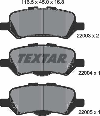 Textar 2200301 - Тормозные колодки, дисковые, комплект autosila-amz.com