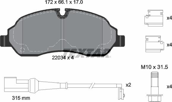 Textar 2203401 - Тормозные колодки, дисковые, комплект autosila-amz.com