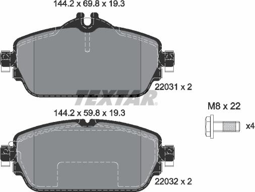 Textar 2203102 - Тормозные колодки, дисковые, комплект autosila-amz.com