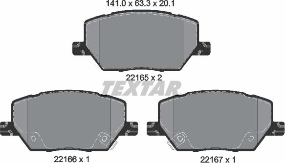 Textar 2216501 - Тормозные колодки, дисковые, комплект autosila-amz.com