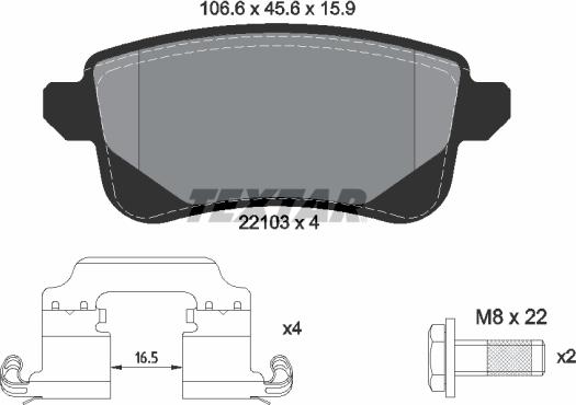 Textar 2210301 - Тормозные колодки, дисковые, комплект autosila-amz.com