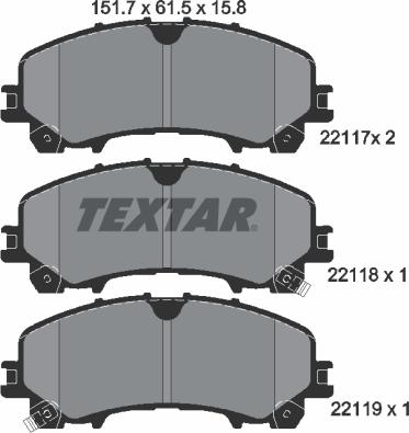 Textar 2211701 - Тормозные колодки, дисковые, комплект autosila-amz.com