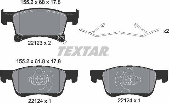 Textar 2212301 - Тормозные колодки, дисковые, комплект autosila-amz.com