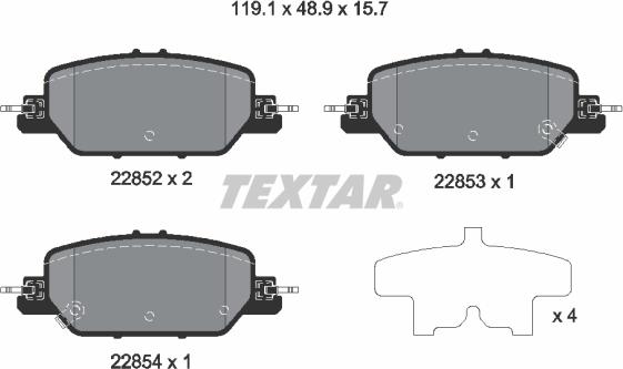 Textar 2285201 - Тормозные колодки, дисковые, комплект autosila-amz.com