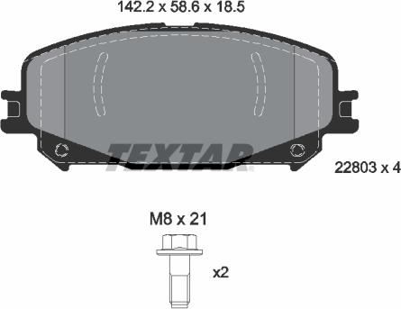 Textar 2280301 - Тормозные колодки, дисковые, комплект autosila-amz.com