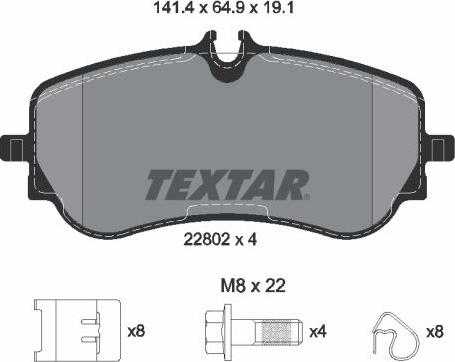 Textar 2280201 - Тормозные колодки, дисковые, комплект autosila-amz.com