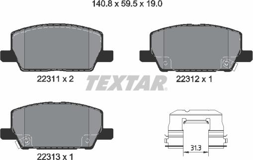 Textar 2231102 - Тормозные колодки, дисковые, комплект autosila-amz.com