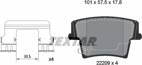 Textar 2220901 - Тормозные колодки, дисковые, комплект autosila-amz.com