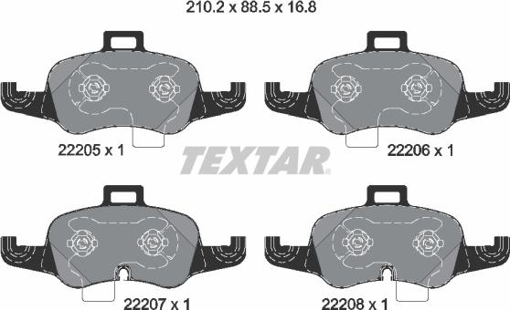 Textar 2220501 - Тормозные колодки, дисковые, комплект autosila-amz.com