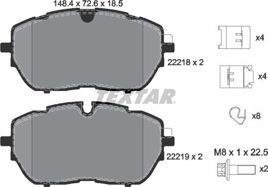 Textar 2221801 - Тормозные колодки, дисковые, комплект autosila-amz.com