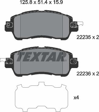 Textar 2223501 - Тормозные колодки, дисковые, комплект autosila-amz.com