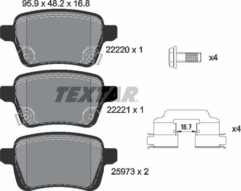 Textar 2222001 - Тормозные колодки, дисковые, комплект autosila-amz.com