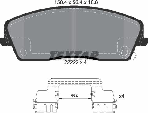 Textar 2222201 - Тормозные колодки, дисковые, комплект autosila-amz.com