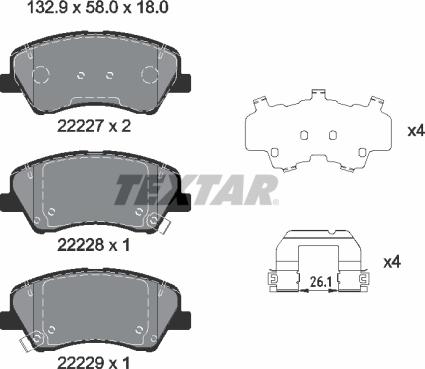 Textar 2222701 - Тормозные колодки, дисковые, комплект autosila-amz.com