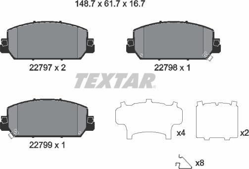 Textar 2279701 - Тормозные колодки, дисковые, комплект autosila-amz.com