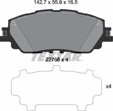 Textar 2276801 - Тормозные колодки, дисковые, комплект autosila-amz.com