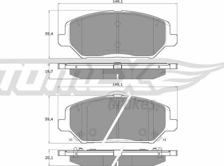 TOMEX brakes TX 19-59 - Тормозные колодки, дисковые, комплект autosila-amz.com