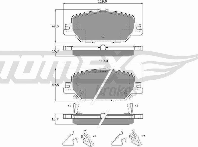 TOMEX brakes TX 19-66 - Тормозные колодки, дисковые, комплект autosila-amz.com