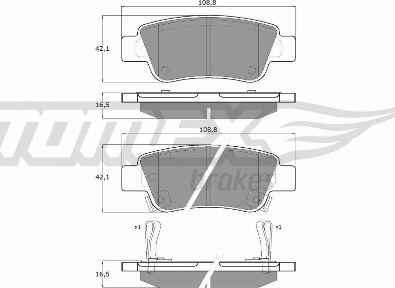 TOMEX brakes TX 19-07 - Тормозные колодки, дисковые, комплект autosila-amz.com