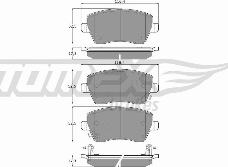 TOMEX brakes TX 14-161 - Тормозные колодки, дисковые, комплект autosila-amz.com