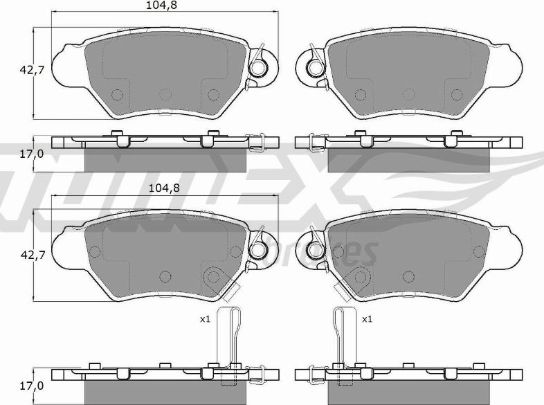 TOMEX brakes TX 14-12 - Тормозные колодки, дисковые, комплект autosila-amz.com