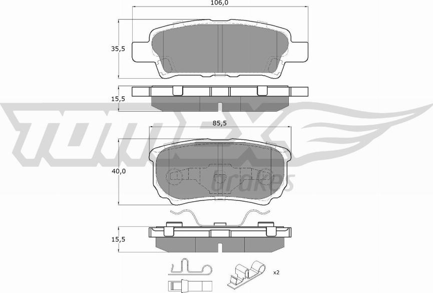 TOMEX brakes TX 14-87 - Тормозные колодки, дисковые, комплект autosila-amz.com