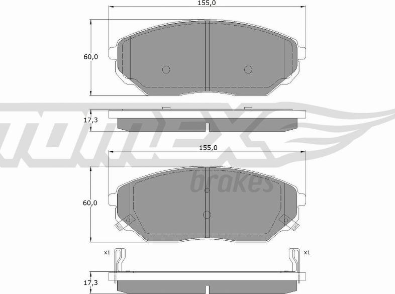 TOMEX brakes TX 15-53 - Тормозные колодки, дисковые, комплект autosila-amz.com