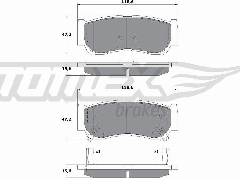 TOMEX brakes TX 15-64 - Тормозные колодки, дисковые, комплект autosila-amz.com