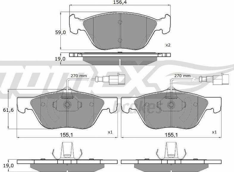 TOMEX brakes TX 15-05 - Тормозные колодки, дисковые, комплект autosila-amz.com