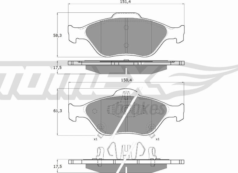 TOMEX brakes TX 15-00 - Тормозные колодки, дисковые, комплект autosila-amz.com