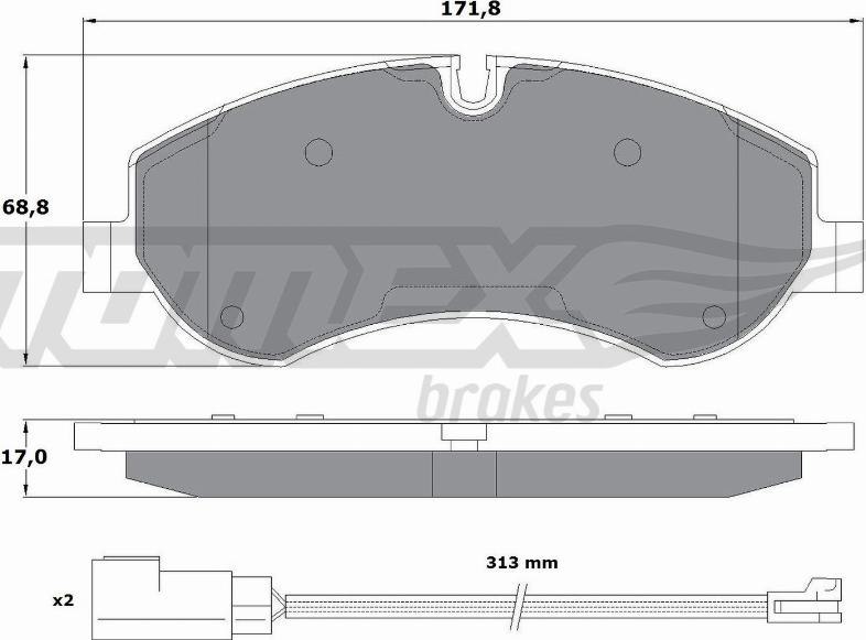 TOMEX brakes TX 16-95 - Тормозные колодки, дисковые, комплект autosila-amz.com