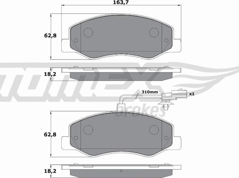 TOMEX brakes TX 16-49 - Комплект тормозных колодок, дисковый тормоз autosila-amz.com