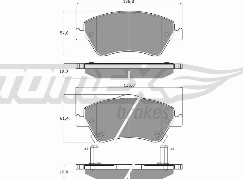 TOMEX brakes TX 16-45 - Тормозные колодки, дисковые, комплект autosila-amz.com