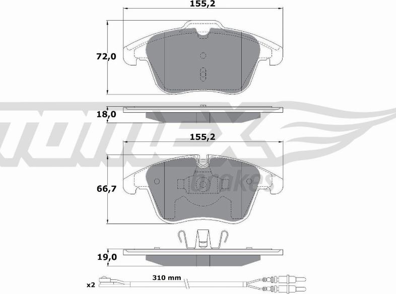 TOMEX brakes TX 16-55 - Тормозные колодки, дисковые, комплект autosila-amz.com