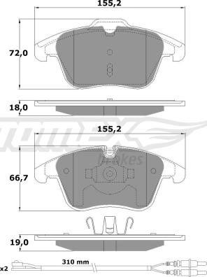 TOMEX brakes TX 16-55 - Тормозные колодки, дисковые, комплект autosila-amz.com