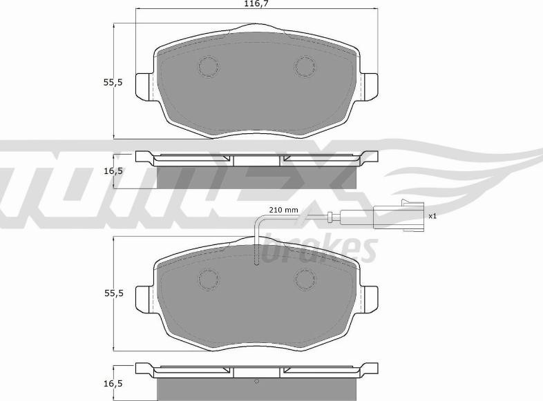 TOMEX brakes TX 16-89 - Тормозные колодки, дисковые, комплект autosila-amz.com