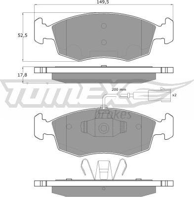 TOMEX brakes TX 16-88 - Тормозные колодки, дисковые, комплект autosila-amz.com