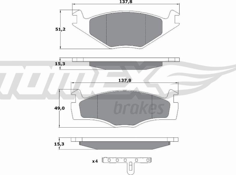 TOMEX brakes TX 10-14 - Тормозные колодки, дисковые, комплект autosila-amz.com