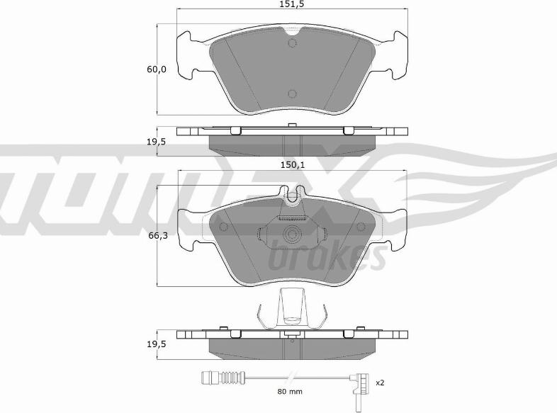 TOMEX brakes TX 11-471 - Тормозные колодки, дисковые, комплект autosila-amz.com