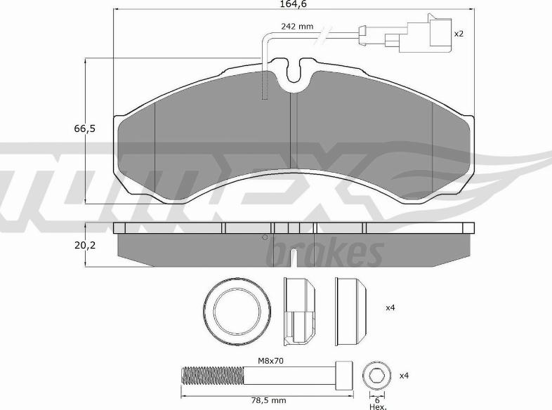 TOMEX brakes TX 11-112 - Тормозные колодки, дисковые, комплект autosila-amz.com