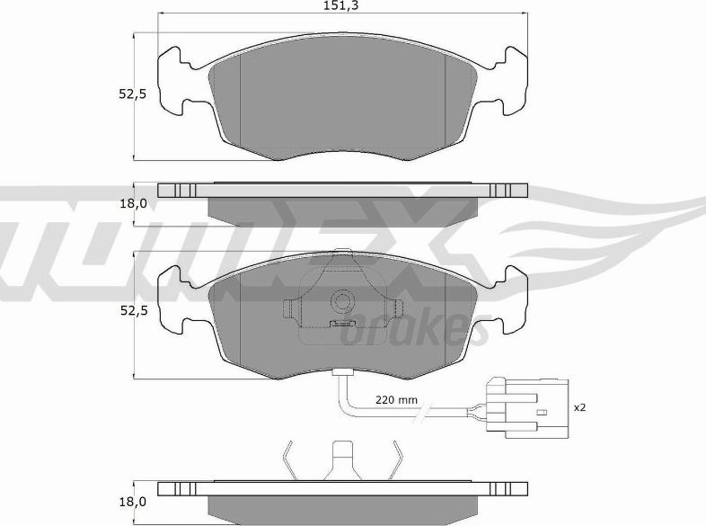 TOMEX brakes TX 11-34 - Тормозные колодки, дисковые, комплект autosila-amz.com