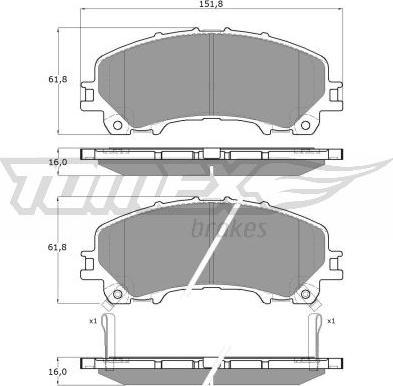 TOMEX brakes TX 18-99 - Комплект тормозных колодок, дисковый тормоз autosila-amz.com