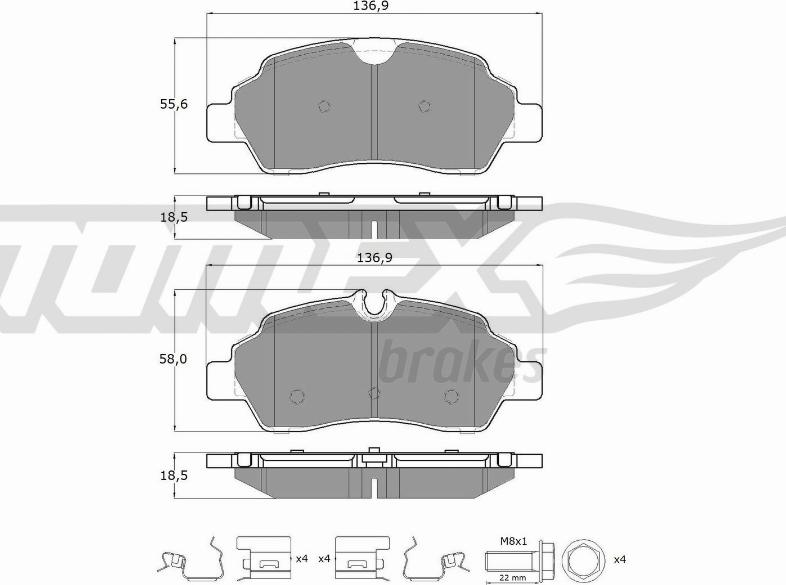 TOMEX brakes TX 18-92 - Тормозные колодки, дисковые, комплект autosila-amz.com