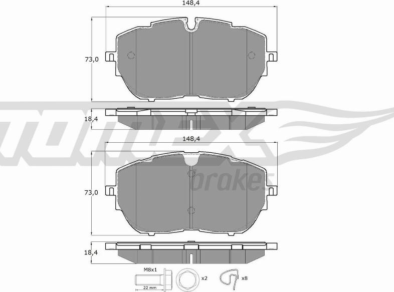 TOMEX brakes TX 18-65 - Комплект тормозных колодок, дисковый тормоз autosila-amz.com