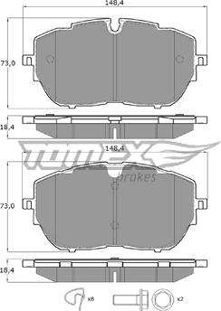 TOMEX brakes TX 18-65 - Комплект тормозных колодок, дисковый тормоз autosila-amz.com